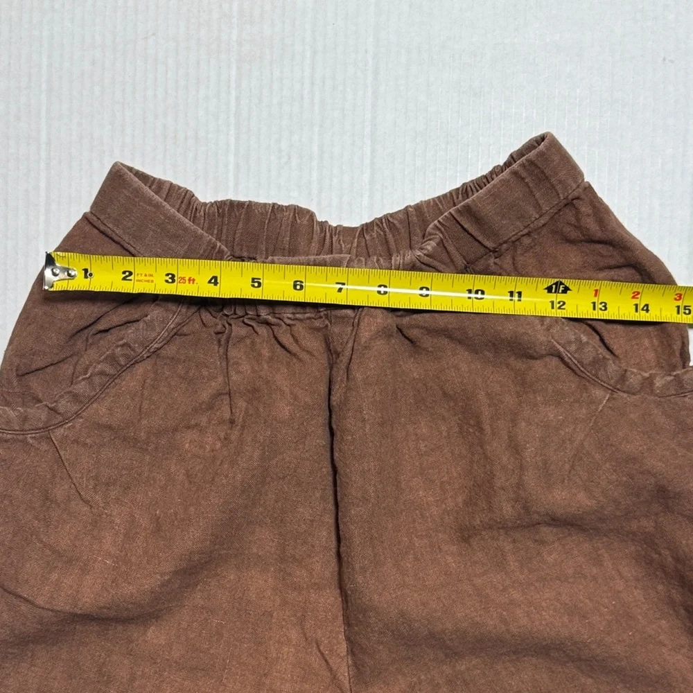 No. 6 Store 100% Linen Rust Brown Loungewear Jogger Pants Oversized Comfy Size 2 - Picture 4 of 10
